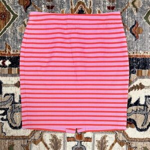 J. Crew Pink and Orange Striped Pencil Skirt